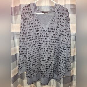 2X Jane And Delancey Gray Hoodie, Love Bird Print, High Low, Plus Size,Relax Fit